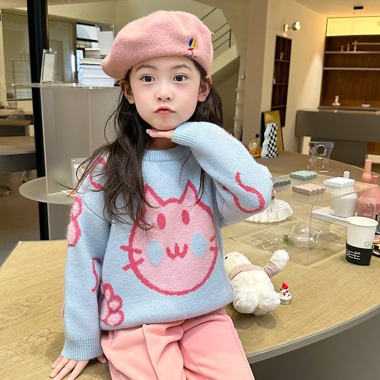 Áo sweater Dày Dễ Thương Thời Trang Thu Đông 2023 Cho Bé Gái