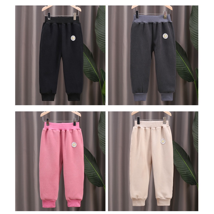 Quần Thể Thao Lót Lông Cừu Dày Dặn Ấm Áp Thời Trang Thu Đông Cho Bé 80-130cm