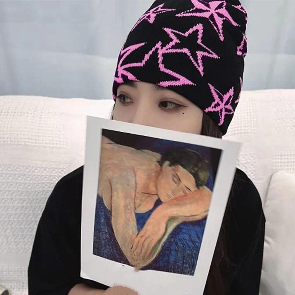 Ellaub Mũ beanie Trùm Đầu Giữ Ấm Phong Cách ins y2k