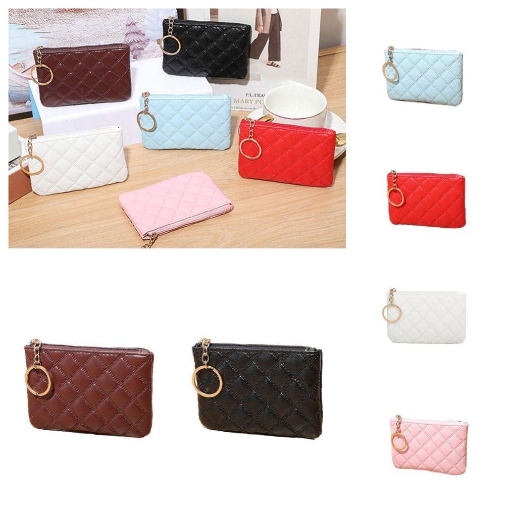 Ví Da pu Đa Năng Màu Trơn Có Khóa Kéo 1 Ngăn Đựng Tiền Xu Cho Nữ