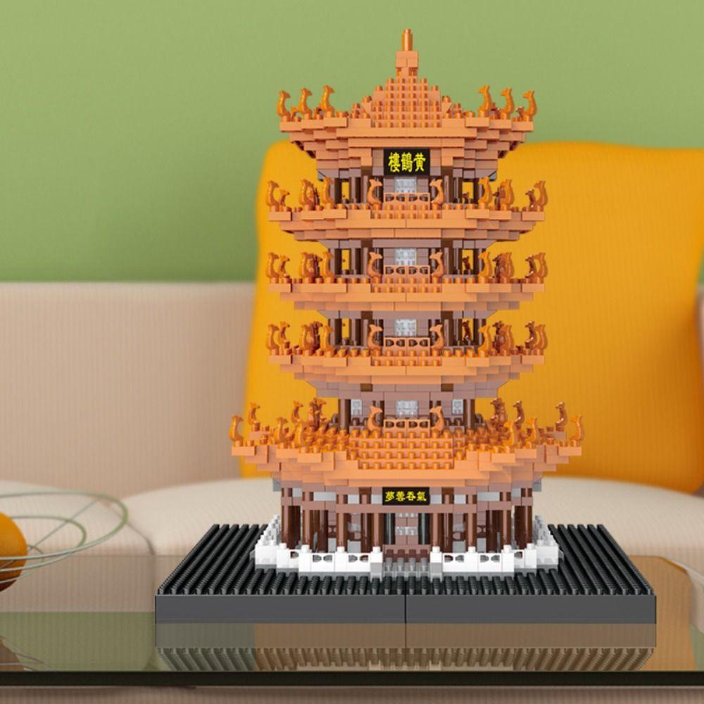 Mmluck Đồ Chơi Mô Hình Tòa Nhà Tháp Chim Hạc 3d Màu Vàng Đơn Giản diy Cho Trẻ Em