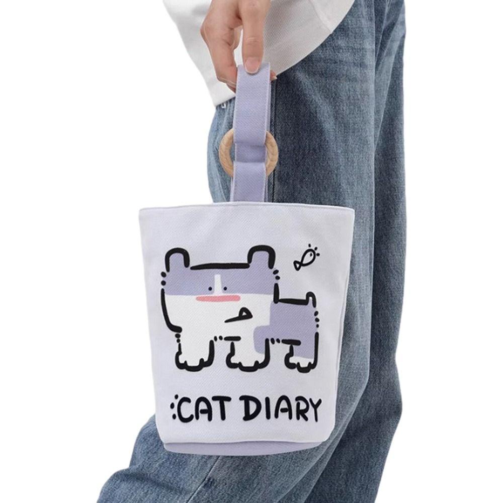 Fuzou Túi Xách Du Lịch In Hoạ Tiết Hoạt Hình Chó Mèo Và Chữ Dễ Thương Xinh Xắn