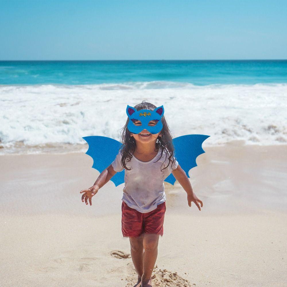 Bộ Trang Phục Hóa Trang Gồm Mặt Nạ Cánh Dơi + Cánh Dơi Hoạt Hình Bằng Vải Không Dệt Cho Bé