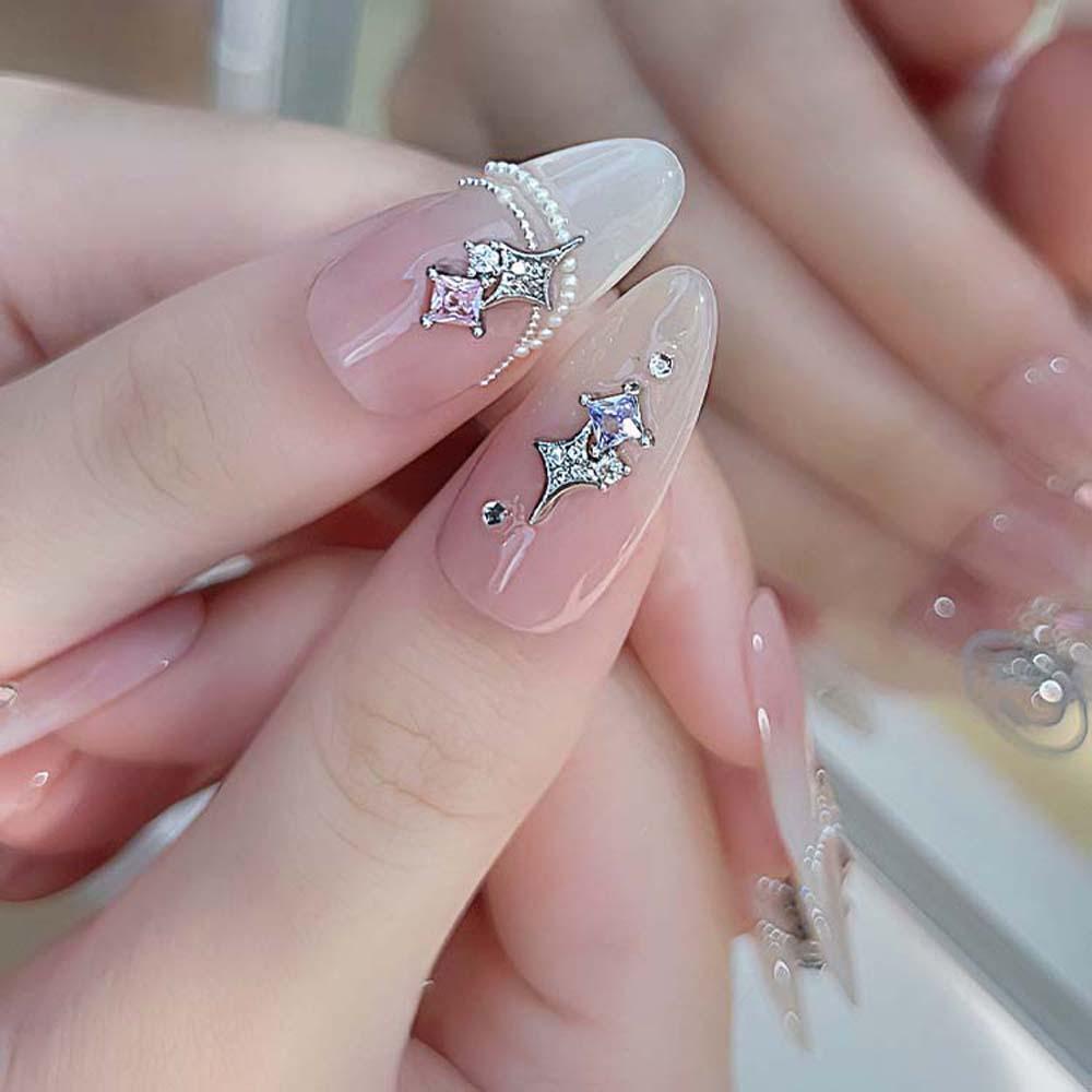 Stellaub Phụ Kiện Trang Trí Móng Tay Hình Ngôi Sao Đính Đá Màu Hồng Ngọt Ngào