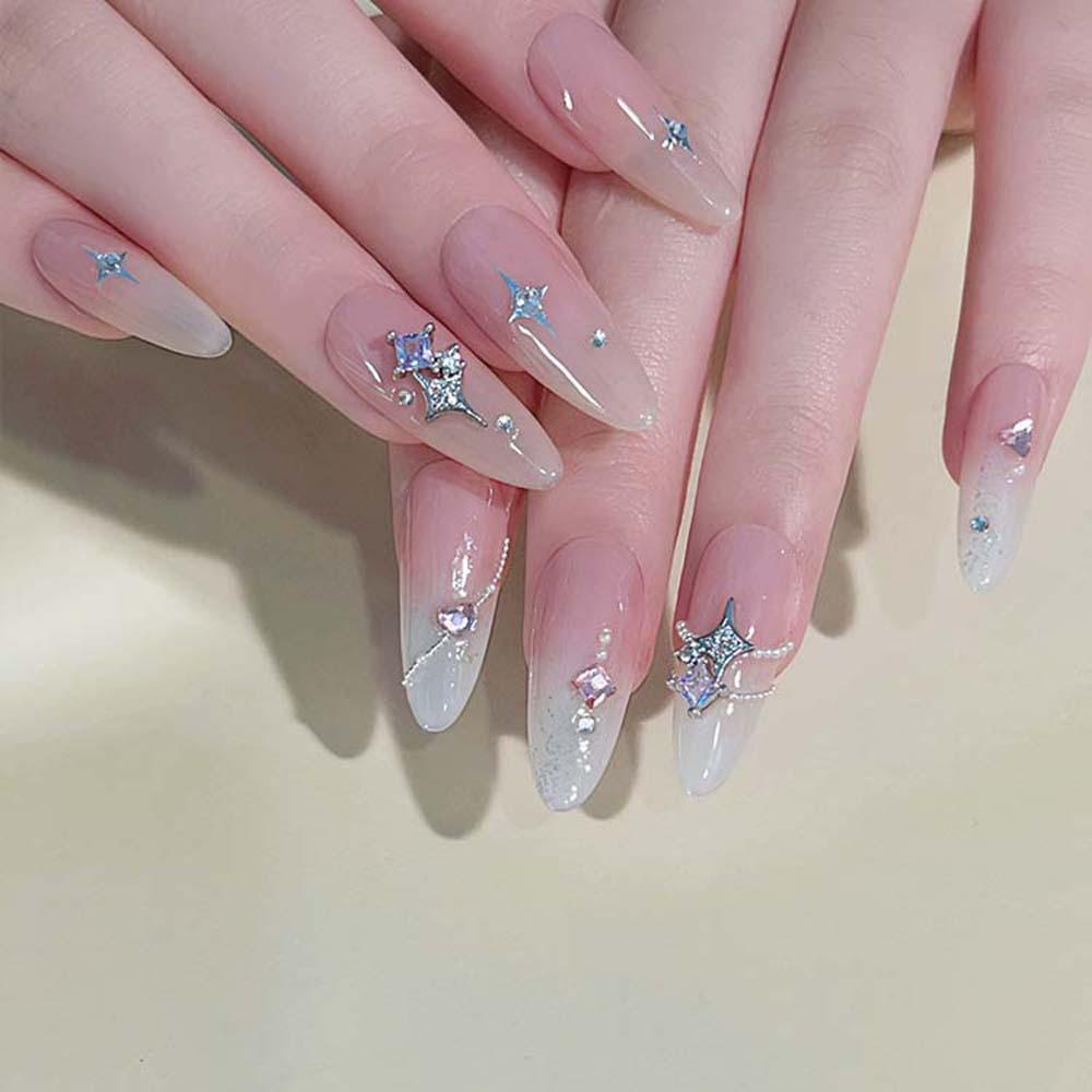 Stellaub Phụ Kiện Trang Trí Móng Tay Hình Ngôi Sao Đính Đá Màu Hồng Ngọt Ngào