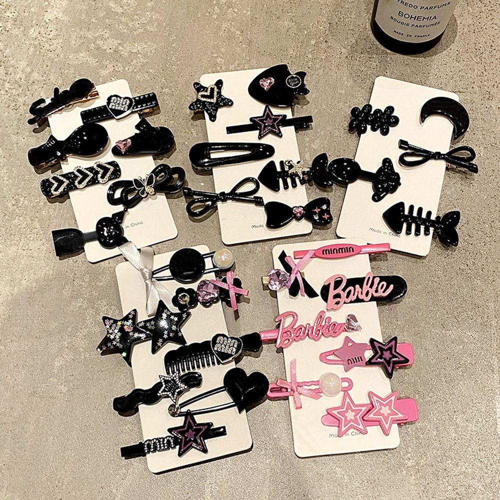 Bộ Kẹp Tóc Hình Nơ / Ngôi Sao Đính Đá Dễ Thương y2k