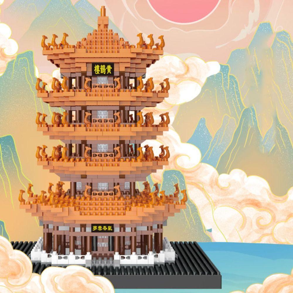 Mmluck Đồ Chơi Mô Hình Tòa Nhà Tháp Chim Hạc 3d Màu Vàng Đơn Giản diy Cho Trẻ Em