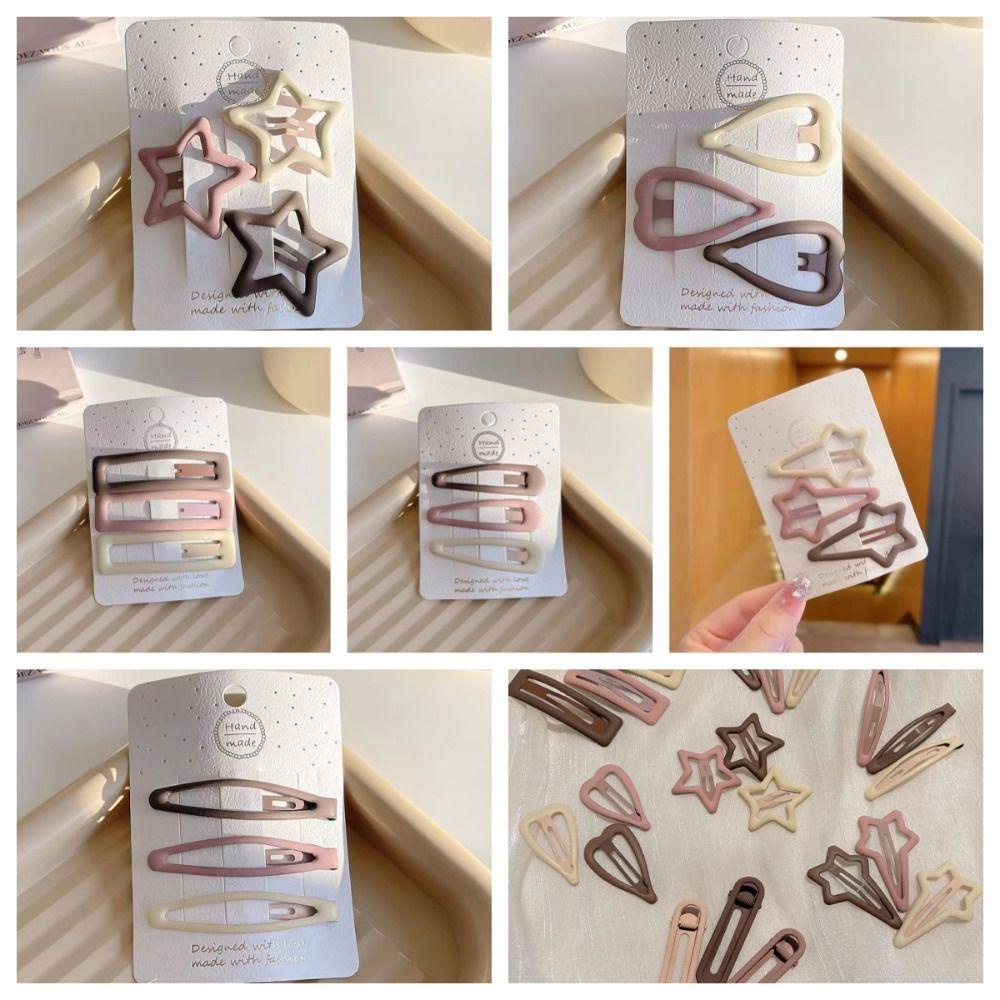 Shanlin set 3 Kẹp Tóc bb Hình Ngôi Sao / Trái Tim / Giọt Nước Bằng Kim Loại Cá Tính y2k Cho Trẻ Em