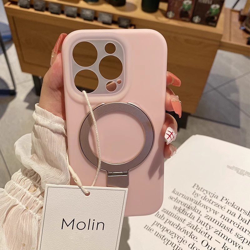 Vỏ Bao Da Điện Thoại Silicon Dẻo Kèm Giá Đỡ Từ Tính Chống Sốc Cho iphone 15 14 13 12 pro max Ốp