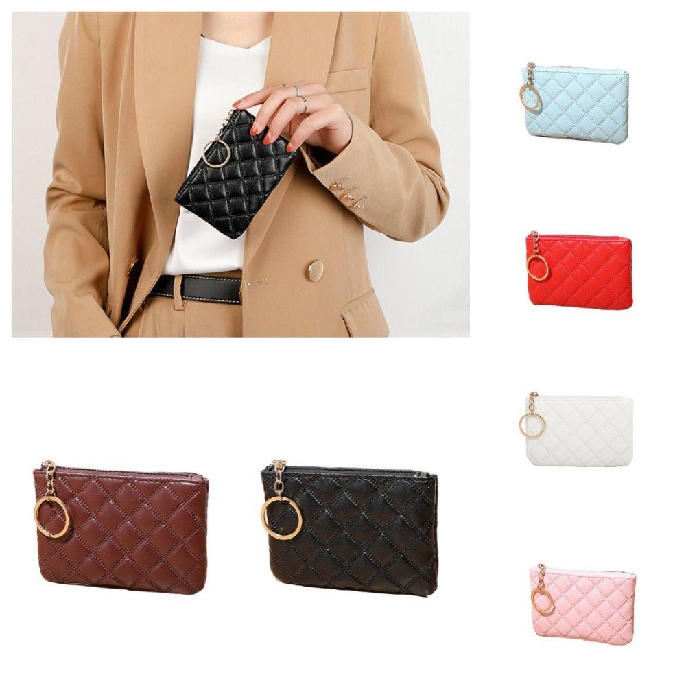 Ví Da pu Đa Năng Màu Trơn Có Khóa Kéo 1 Ngăn Đựng Tiền Xu Cho Nữ