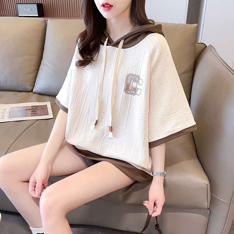 Niche Áo Thun Ngắn Tay Có Mũ Trùm Dáng Rộng Thời Trang Mùa Thu Hàn Quốc 2023 Dành Cho Nữ