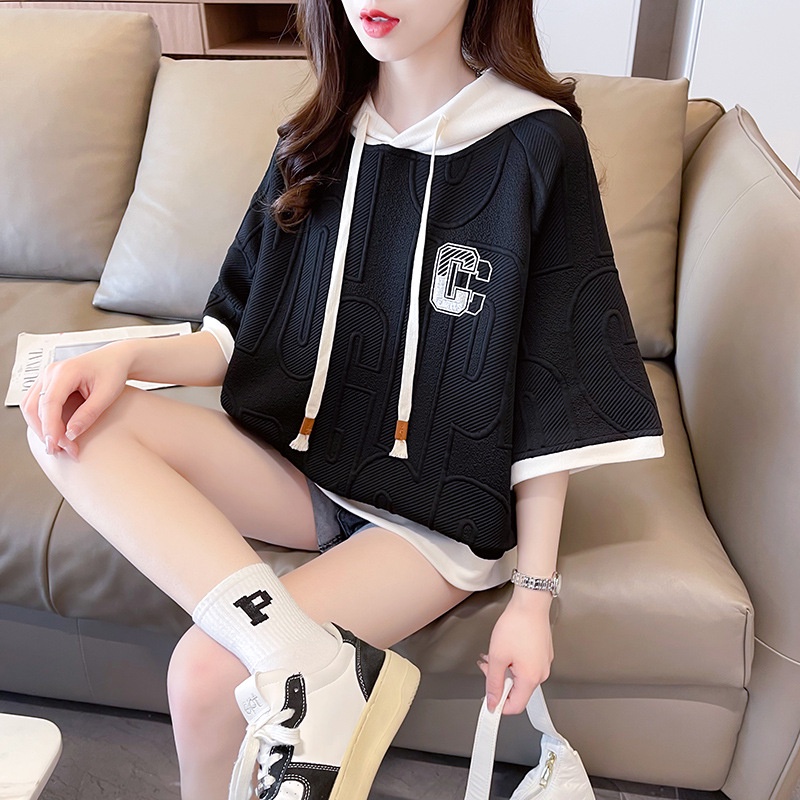 Niche Áo Thun Ngắn Tay Có Mũ Trùm Dáng Rộng Thời Trang Mùa Thu Hàn Quốc 2023 Dành Cho Nữ
