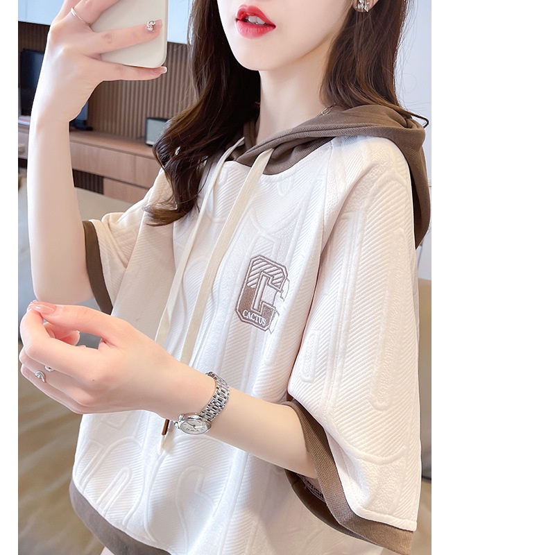 Niche Áo Thun Ngắn Tay Có Mũ Trùm Dáng Rộng Thời Trang Mùa Thu Hàn Quốc 2023 Dành Cho Nữ