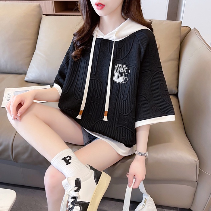 Niche Áo Thun Ngắn Tay Có Mũ Trùm Dáng Rộng Thời Trang Mùa Thu Hàn Quốc 2023 Dành Cho Nữ