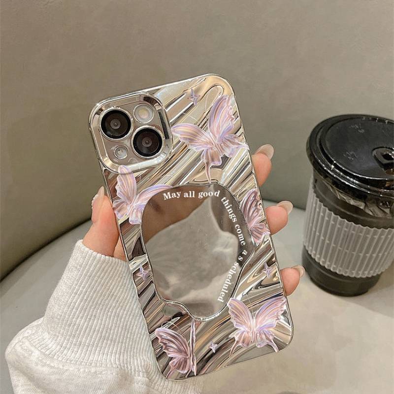 Ốp điện thoại mềm hình bướm mặt gương thích hợp cho Iphone 14 12Promax 13 11 78P YXfx