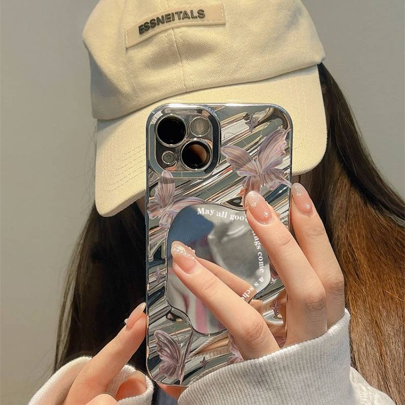 Ốp điện thoại mềm hình bướm mặt gương thích hợp cho Iphone 14 12Promax 13 11 78P YXfx