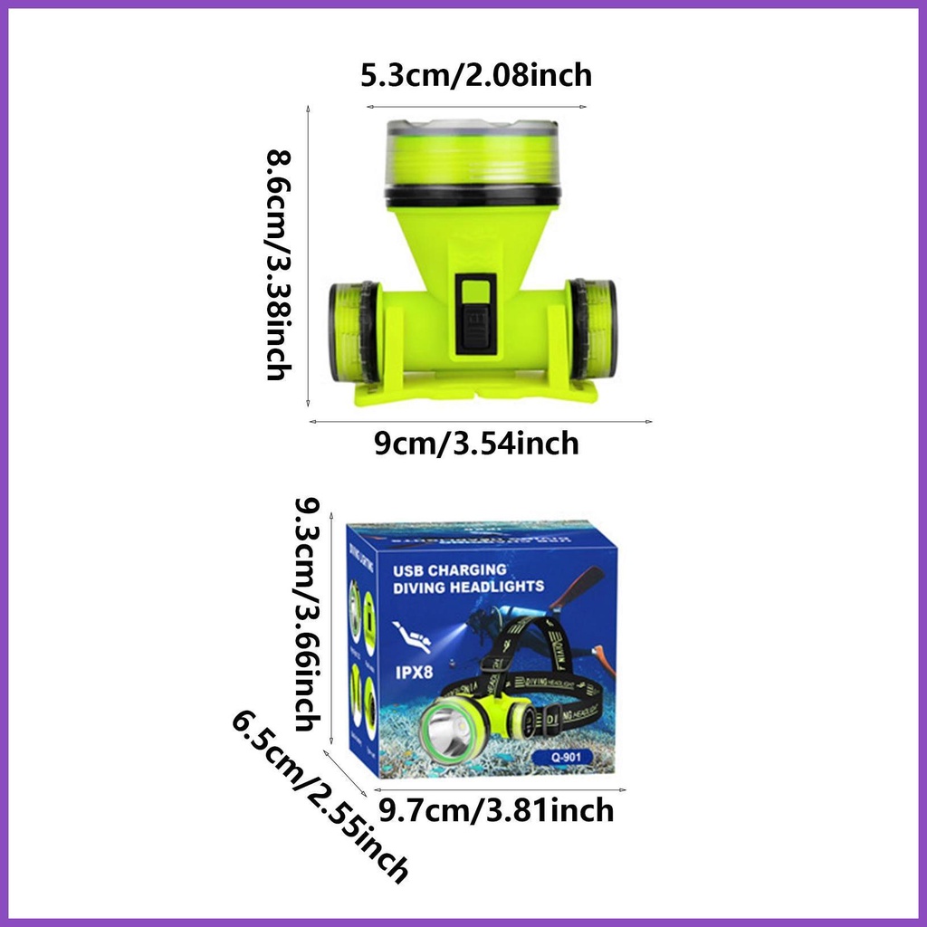 Đèn Lặn Biển ipx8 Chống Thấm Nước 350m Sạc usb Chất Lượng Cao