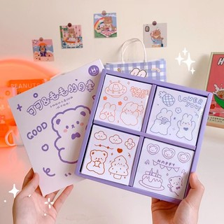 Supermercato Hình dán sticker gấu siêu siêu cute vẽ nhiều hình khác nhau trang trí sổ tay, máy tính,góc học tập
