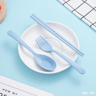 Supermercato Muỗng, đũa dùng đi du lịch, bộ dao kéo cầm tay, Bộ thìa , dĩa, đũa 3 chi tiết bằng lúa mạch