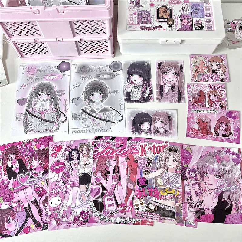 Thẻ Bài Hai Chiều Bằng Chất Liệu gu Nhỏ Nhắn Hình Cô Gái Dễ Thương Phong Cách Hàn Quốc