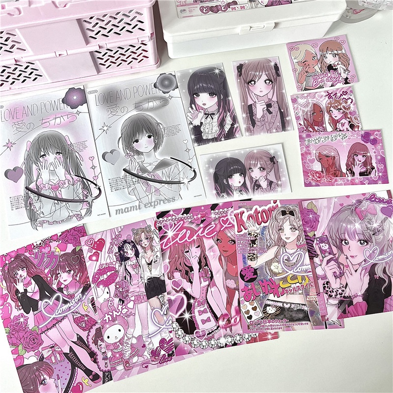 Thẻ Bài Hai Chiều Bằng Chất Liệu gu Nhỏ Nhắn Hình Cô Gái Dễ Thương Phong Cách Hàn Quốc