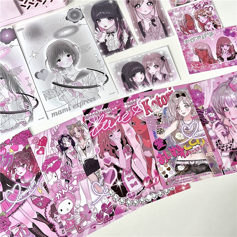 Thẻ Bài Hai Chiều Bằng Chất Liệu gu Nhỏ Nhắn Hình Cô Gái Dễ Thương Phong Cách Hàn Quốc