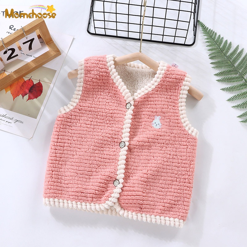 Momose Áo Khoác Ghi Lê Lót Nhung Lông Cừu Giữ Ấm Thời Trang Thu Đông Dành Cho Trẻ Em