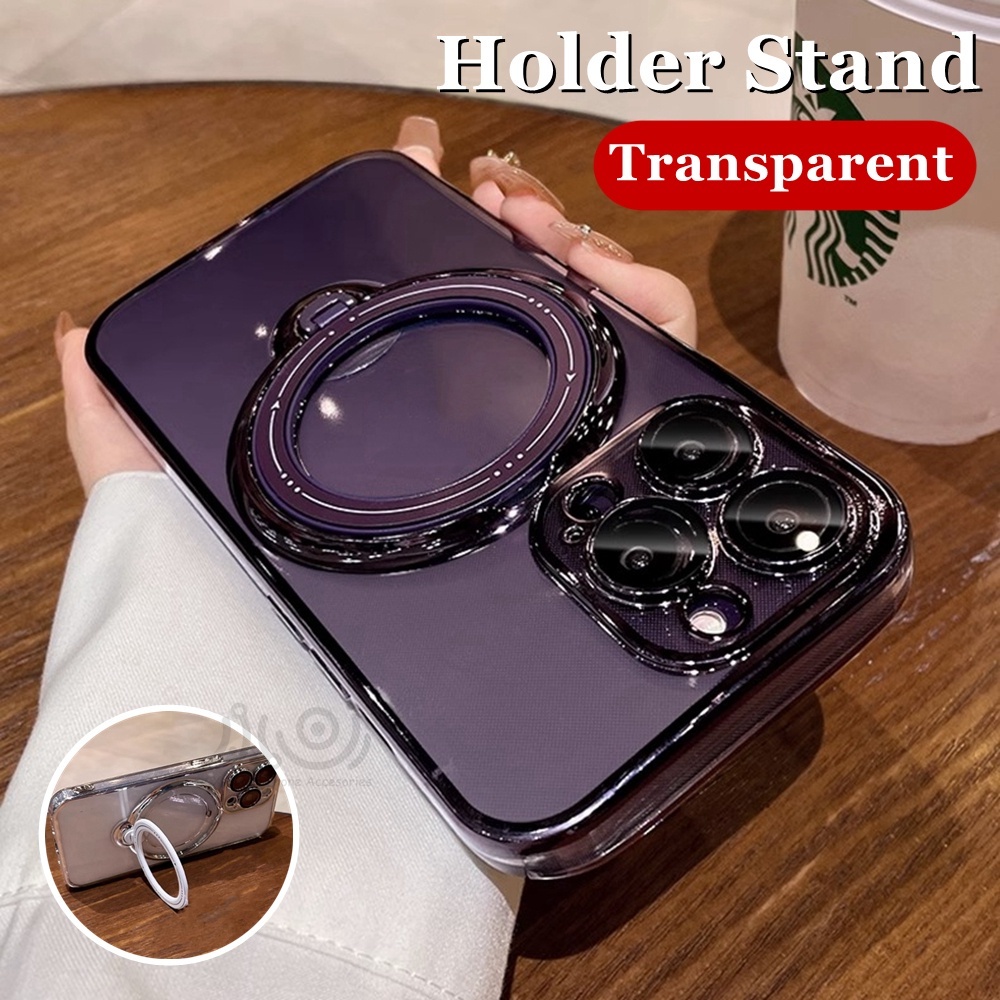 Nhẫn Nam Châm Cao Cấp Xoay 360 Độ Sang Trọng° Ốp Điện Thoại Silicon Mềm Trong Suốt Chống Sốc Có Giá Đỡ Cho iphone 11 12 13 14 15 pro max 14 15 plus Sự Bảo Vệ