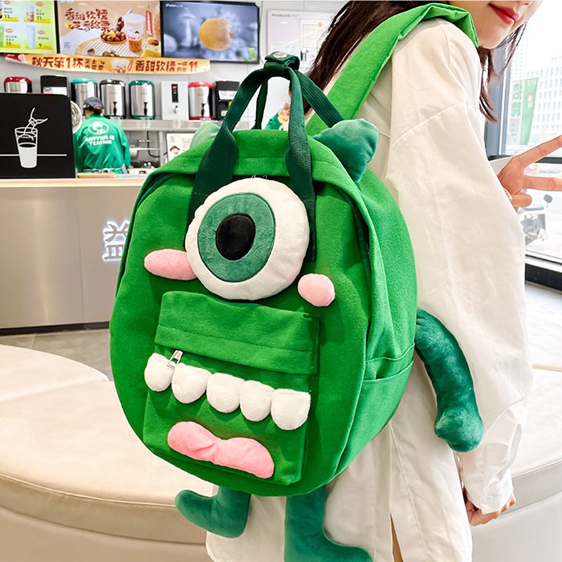 Mr.puffer Ba Lô canvas Đi Học Họa Tiết Quái Vật Hoạt Hình Nhật Bản Dễ Thương Cho Nam Và Nữ
