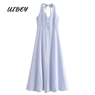 Đầm midi Hai Dây Hở Lưng Thời Trang uibey 2646