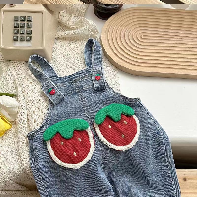 Quần Yếm denim In Hoạt Hình Thời Trang Xuân Thu 2023 Xinh Xắn Cho Bé