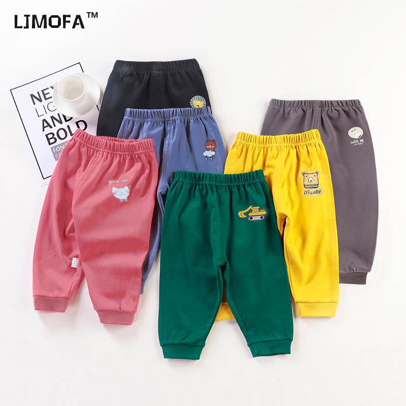 LJMOFA Quần Legging cotton Màu Trơn Phong Cách Thể Thao Cho Bé 1-6 Tuổi