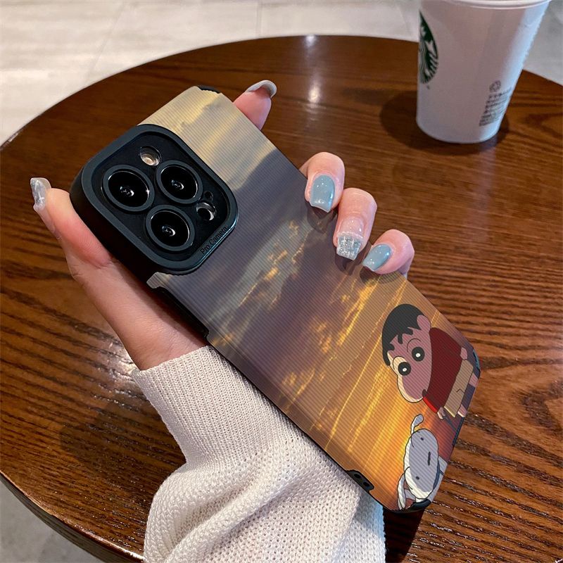 Ốp Điện Thoại Da Cừu Mềm Chống Rơi Hình Cậu Bé Bút Chì Cho iphone 11pro max 14 pro max 11 12 13 6 7 8plus xr xmax 15pro