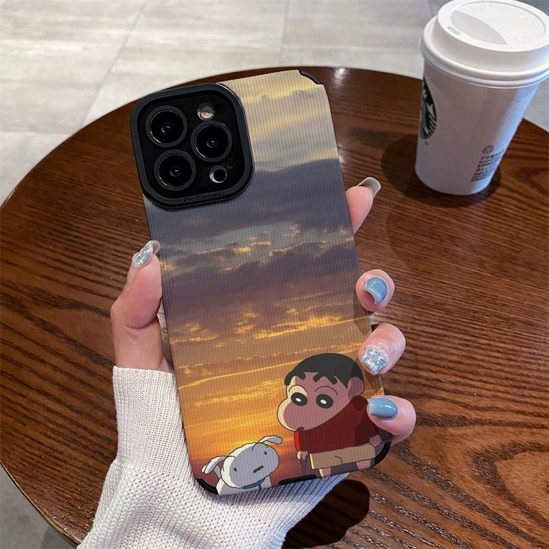 Ốp Điện Thoại Da Cừu Mềm Chống Rơi Hình Cậu Bé Bút Chì Cho iphone 11pro max 14 pro max 11 12 13 6 7 8plus xr xmax 15pro