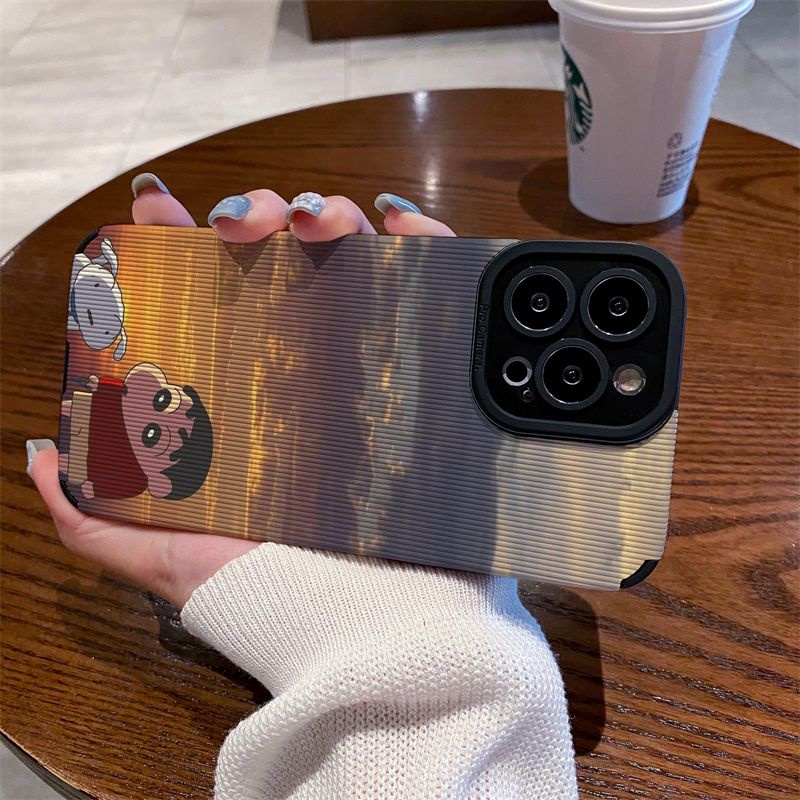 Ốp Điện Thoại Da Cừu Mềm Chống Rơi Hình Cậu Bé Bút Chì Cho iphone 11pro max 14 pro max 11 12 13 6 7 8plus xr xmax 15pro