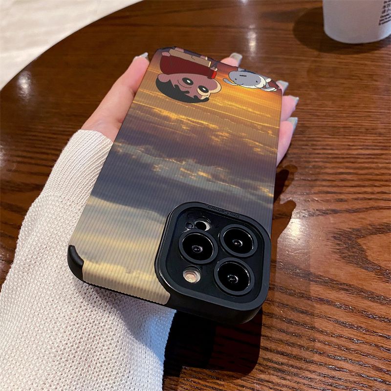 Ốp Điện Thoại Da Cừu Mềm Chống Rơi Hình Cậu Bé Bút Chì Cho iphone 11pro max 14 pro max 11 12 13 6 7 8plus xr xmax 15pro