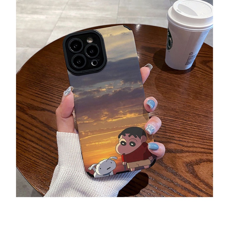 Ốp Điện Thoại Da Cừu Mềm Chống Rơi Hình Cậu Bé Bút Chì Cho iphone 11pro max 14 pro max 11 12 13 6 7 8plus xr xmax 15pro