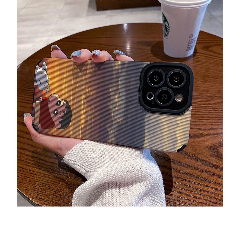 Ốp Điện Thoại Da Cừu Mềm Chống Rơi Hình Cậu Bé Bút Chì Cho iphone 11pro max 14 pro max 11 12 13 6 7 8plus xr xmax 15pro