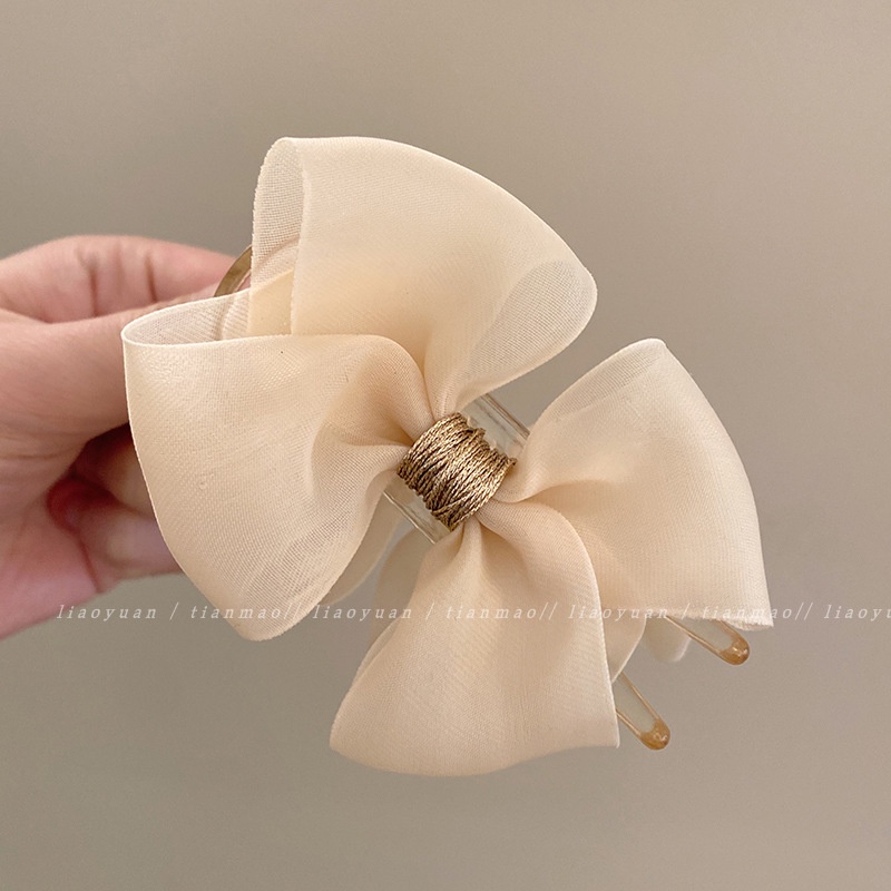 Kẹp Tóc Đính Nơ Phối Bóng Lông Dễ Thương Thời Trang Cho Nữ HB