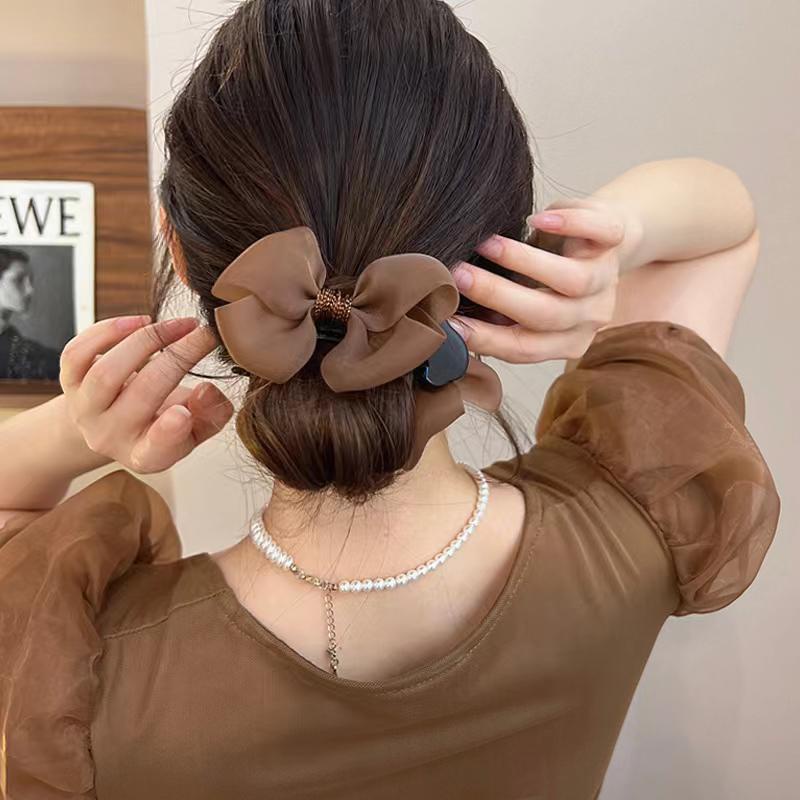 Kẹp Tóc Đính Nơ Phối Bóng Lông Dễ Thương Thời Trang Cho Nữ HB
