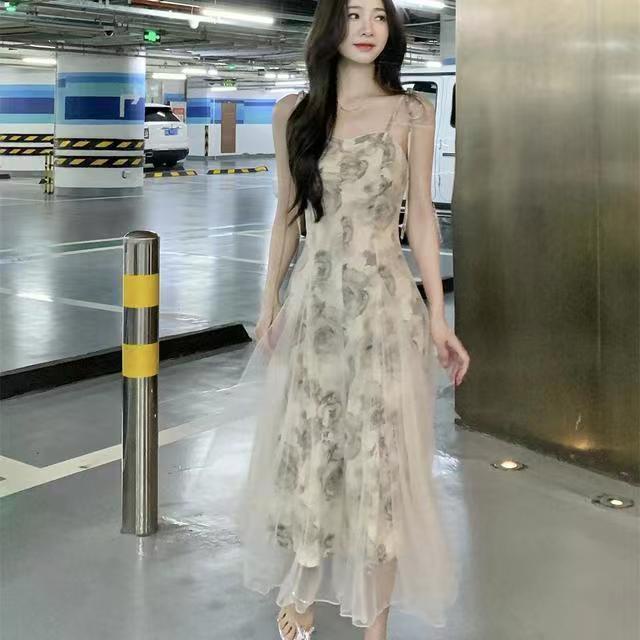 Đầm Hai Dây Dáng Dài Phong Cách Pháp Cổ Điển Thời Trang Mùa Hè Mới 2023 Cho Nữ