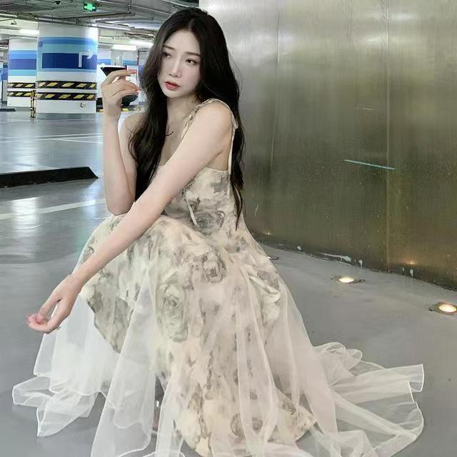 Đầm Hai Dây Dáng Dài Phong Cách Pháp Cổ Điển Thời Trang Mùa Hè Mới 2023 Cho Nữ