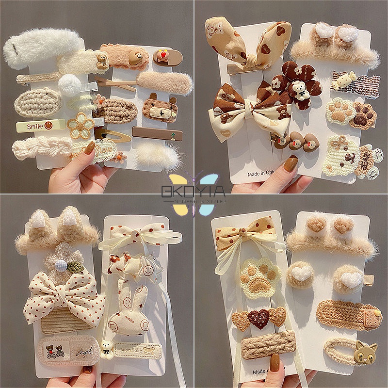 Kẹp Tóc Phủ Lông Hình Hoạt Hình Phong Cách Hàn Quốc Dễ Thương