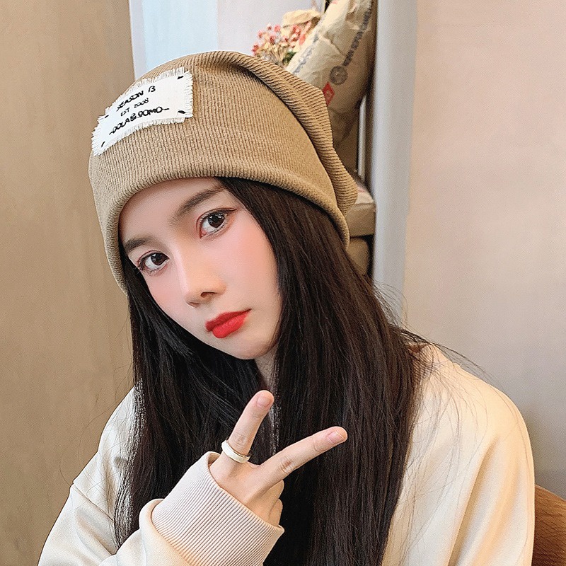 Mũ Len Trùm Tai Siêu Mềm Giữ Ấm Màu Trơn Phong Cách hip hop Thời Trang Thu Đông