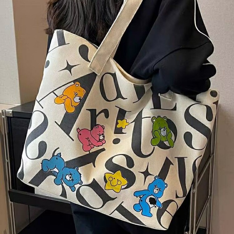 2023 Mới Trăm In Hình Túi Mẹ, Túi Vải Sinh Viên, Túi Tote Dung Tích Lớn Nữ, Túi Tote Đeo Vai Mua Sắm