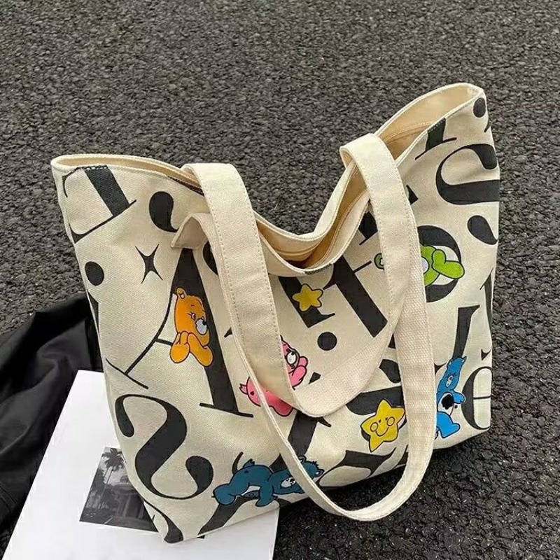 2023 Mới Trăm In Hình Túi Mẹ, Túi Vải Sinh Viên, Túi Tote Dung Tích Lớn Nữ, Túi Tote Đeo Vai Mua Sắm