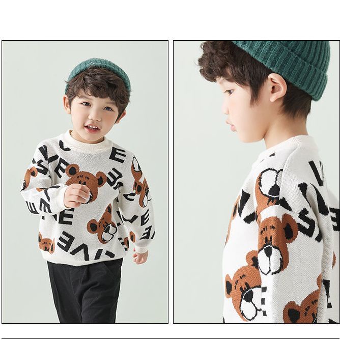 Áo Sweater Nhung Dệt Kim Thời Trang Thu Đông Hàn Quốc Mới 2023 Dành Cho Bé Trai Và Bé Gái