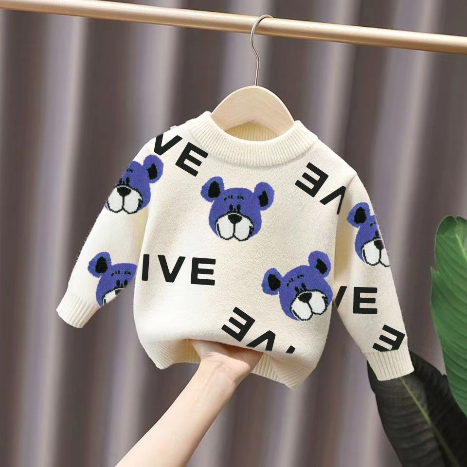 Áo Sweater Nhung Dệt Kim Thời Trang Thu Đông Hàn Quốc Mới 2023 Dành Cho Bé Trai Và Bé Gái