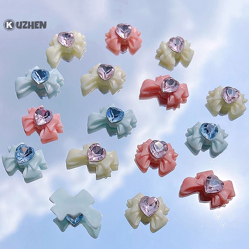 Kuzhen Set 10 Phụ Kiện Ruy Băng Nơ Đính Đá 3d Trang Trí Móng Tay Nghệ Thuật Làm Quà Tặng hot
