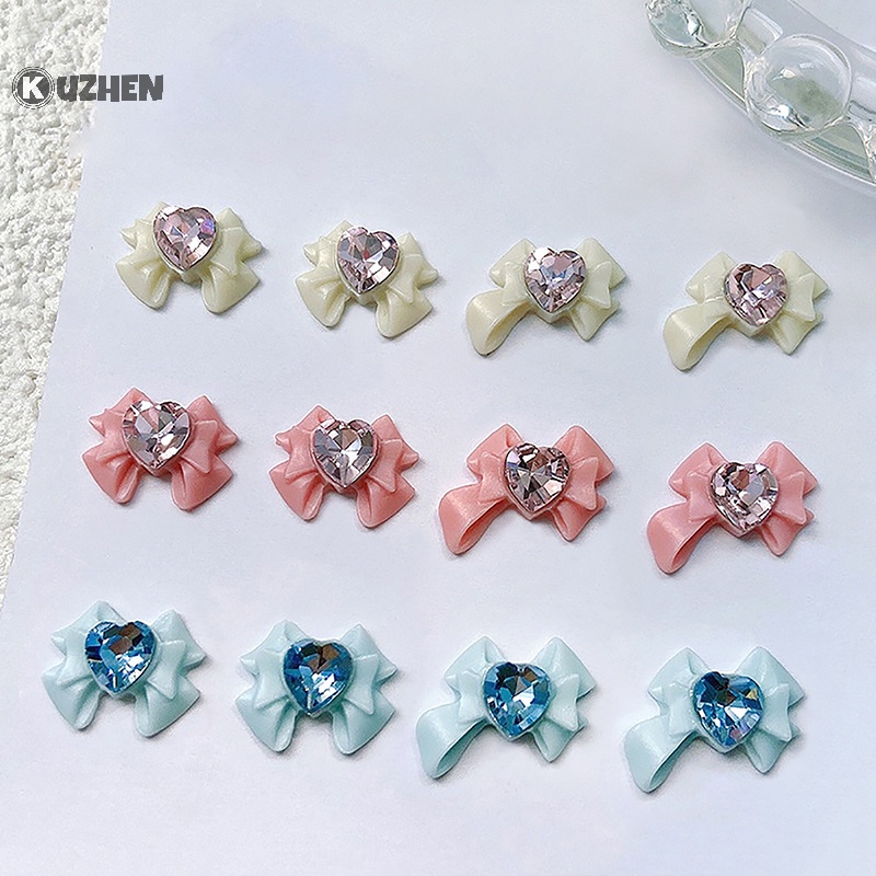 Kuzhen Set 10 Phụ Kiện Ruy Băng Nơ Đính Đá 3d Trang Trí Móng Tay Nghệ Thuật Làm Quà Tặng hot